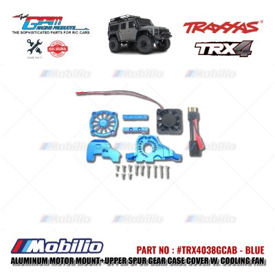 GPM Part #TRX4038GCAB Aluminum Motor Mount Upper Spur Gear Case Cover with Cooling Fan Traxxas TRX-4 Trail Crawler