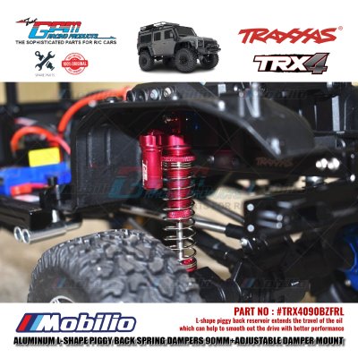 GPM Part #TRX4090BZFRL Aluminum L-shape Piggy Back Spring Dampers 90mm Adjustable Damper Mount Traxxas TRX-4 Crawler