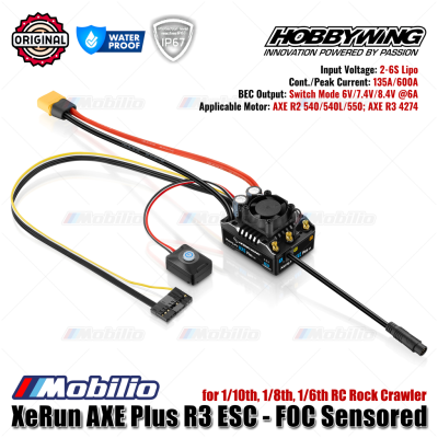 Hobbywing XeRun AXE Plus R3 ESC Brushless FOC Sensored #30113201 for 1/10 1/8 1/6 RC Rock Crawler
