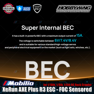Hobbywing XeRun AXE Plus R3 ESC Brushless FOC Sensored #30113201 for 1/10 1/8 1/6 RC Rock Crawler