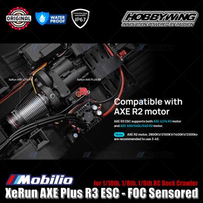 Hobbywing XeRun AXE Plus R3 ESC Brushless FOC Sensored #30113201 for 1/10 1/8 1/6 RC Rock Crawler