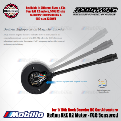 Hobbywing XeRun AXE R2 Motor 540 550 - FOC Sensored for 1/10th Rock Crawler RC Car Adventure