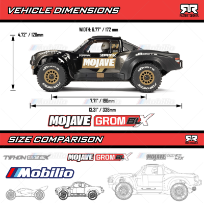 Arrma 1/16 MOJAVE GROM 223S DSC 4X4 RTR Brushless Desert Truck, Black