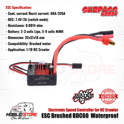 Surpass Hobby Crawler ESC Brushed BDC60 60A Waterproof for RC Car