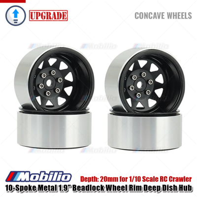 Velg 10-Spoke Metal 1.9" Beadlock Wheel Rim Deep Dish Hub for 1/10 Scale RC Crawler