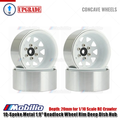 Velg 10-Spoke Metal 1.9" Beadlock Wheel Rim Deep Dish Hub for 1/10 Scale RC Crawler