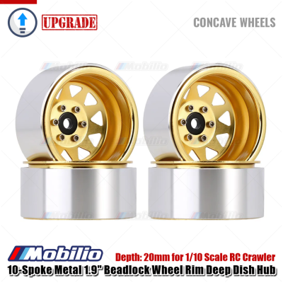 Velg 10-Spoke Metal 1.9" Beadlock Wheel Rim Deep Dish Hub for 1/10 Scale RC Crawler