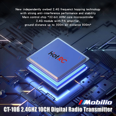 HotRC CT-10B 2.4GHZ 10CH Digital Radio Transmitter with F-10A Receiver 10 Channel for RC Car Boat Tank