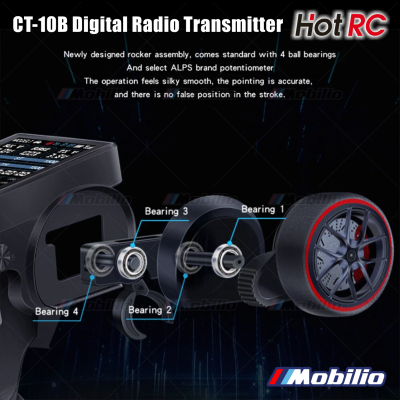 HotRC CT-10B 2.4GHZ 10CH Digital Radio Transmitter with F-10A Receiver 10 Channel for RC Car Boat Tank
