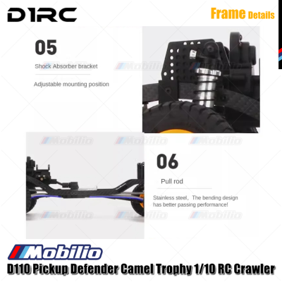 D1RC D110 RC Pickup Land Rover Defender Camel Trophy 1/10 WB 334mm