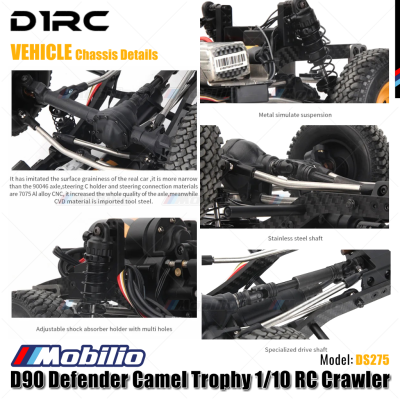 D1RC DS275 RC D90 Defender Camel Trophy 1/10 Scale WB275mm