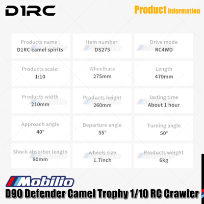 D1RC DS275 RC D90 Defender Camel Trophy 1/10 Scale WB275mm