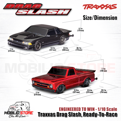 Traxxas Drag Slash Chevrolet - Mustang 1/10 Scale RTR TSM RC Car Race