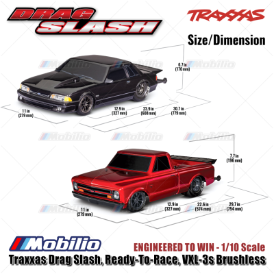 Traxxas Drag Slash Chevrolet / Ford Mustang 1/10 Scale RTR TSM Brushless VXL-3s RC Car Race
