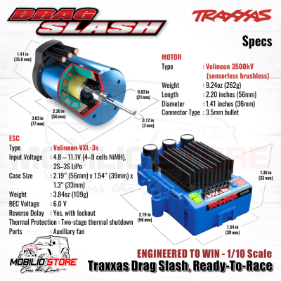 Traxxas Drag Slash Chevrolet - Mustang 1/10 Scale RTR TSM RC Car Race