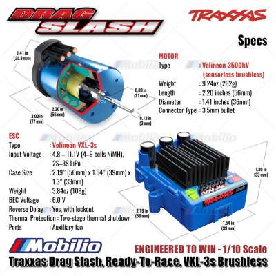Traxxas Drag Slash Chevrolet / Ford Mustang 1/10 Scale RTR TSM Brushless VXL-3s RC Car Race