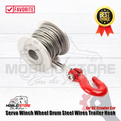 Servo Winch Wheel Drum Steel Wires Trailer Hook for RC Crawler Car
