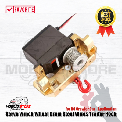 Servo Winch Wheel Drum Steel Wires Trailer Hook for RC Crawler Car
