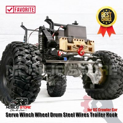 Servo Winch Wheel Drum Steel Wires Trailer Hook for RC Crawler Car