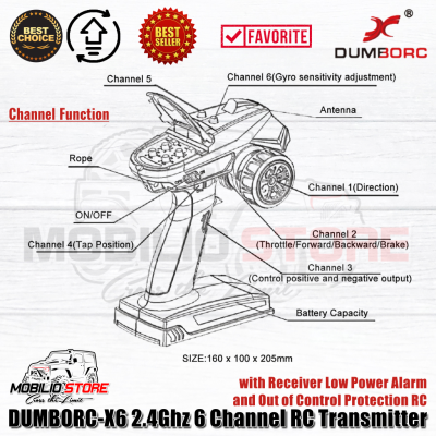 Dumborc X6 2.4Ghz 6 Channel RC Transmitter with Receiver P6F or P6FG