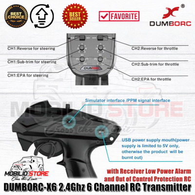 Dumborc X6 2.4Ghz 6 Channel RC Transmitter with Receiver P6F or P6FG