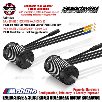 Hobbywing EzRun 3652 & 3665 SD G3 Brushless Motor Sensored for RC Car 1/10th On-road Off-road Short Course Truck Truggy Monster