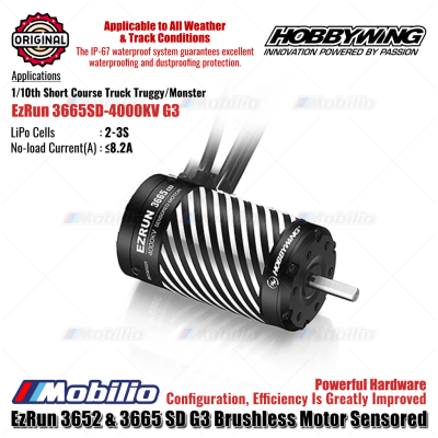 Hobbywing EzRun 3652 & 3665 SD G3 Brushless Motor Sensored for RC Car 1/10th On-road Off-road Short Course Truck Truggy Monster