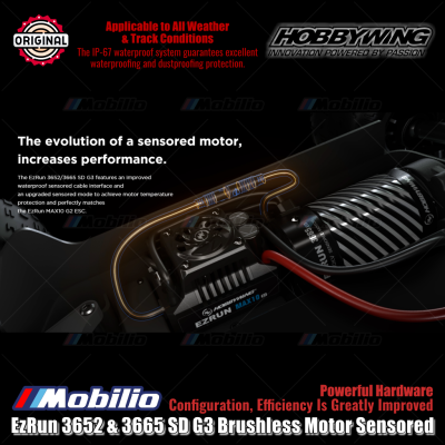 Hobbywing EzRun 3652 & 3665 SD G3 Brushless Motor Sensored for RC Car 1/10th On-road Off-road Short Course Truck Truggy Monster