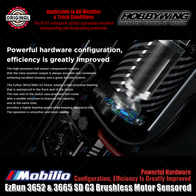 Hobbywing EzRun 3652 & 3665 SD G3 Brushless Motor Sensored for RC Car 1/10th On-road Off-road Short Course Truck Truggy Monster