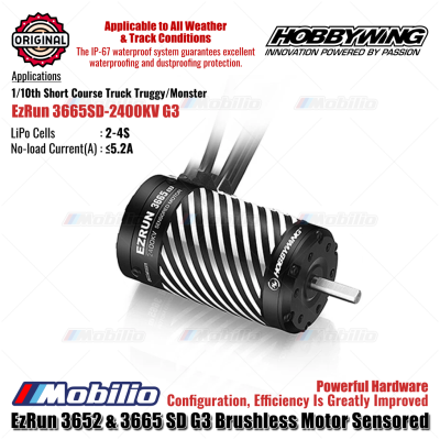 Hobbywing EzRun 3652 & 3665 SD G3 Brushless Motor Sensored for RC Car 1/10th On-road Off-road Short Course Truck Truggy Monster
