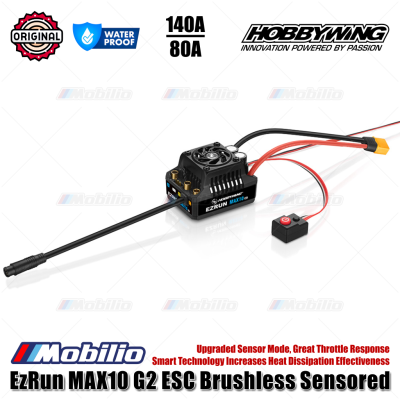 Hobbywing EzRun MAX10 G2 ESC Brushless Sensored 80A #30102604 / 140A #30102603 Waterproof for RC 1/10 Short Course Truck and Monster Truck