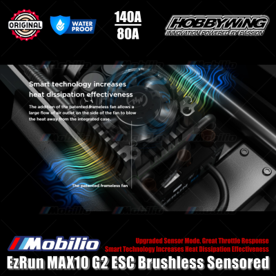 Hobbywing EzRun MAX10 G2 ESC Brushless Sensored 80A #30102604 / 140A #30102603 Waterproof for RC 1/10 Short Course Truck and Monster Truck