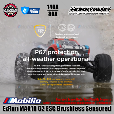 Hobbywing EzRun MAX10 G2 ESC Brushless Sensored 80A #30102604 / 140A #30102603 Waterproof for RC 1/10 Short Course Truck and Monster Truck