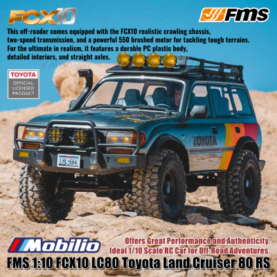 FMS 1:10 FCX10 LC80 Toyota Land Cruiser 80 RS RC Car Off-Road Adventures Crawler