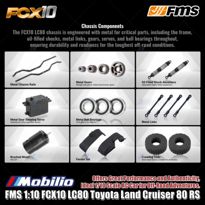 FMS 1:10 FCX10 LC80 Toyota Land Cruiser 80 RS RC Car Off-Road Adventures Crawler