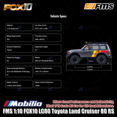 FMS 1:10 FCX10 LC80 Toyota Land Cruiser 80 RS RC Car Off-Road Adventures Crawler