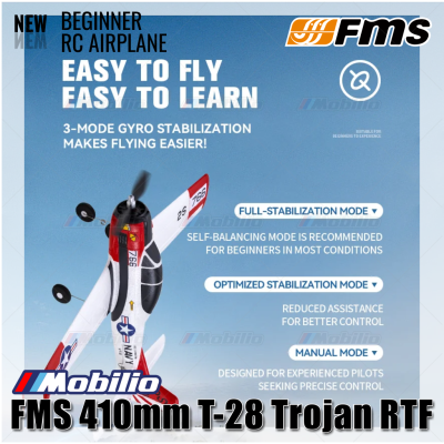 FMS 410mm T-28 Trojan RTF Easy to Fly Micro RC Plane for Beginners