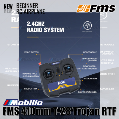 FMS 410mm T-28 Trojan RTF Easy to Fly Micro RC Plane for Beginners