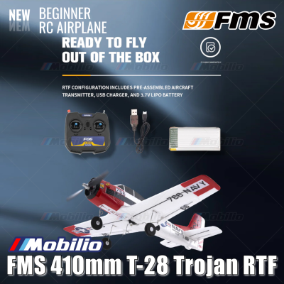 FMS 410mm T-28 Trojan RTF Easy to Fly Micro RC Plane for Beginners