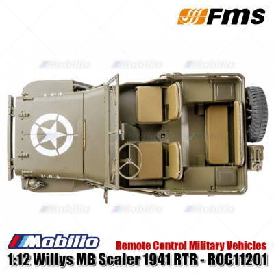 FMS RC Car 1/12 1941 MB Scaler Willys 2.4G 4WD RTR Crawler Military Truck Offroad Vehicle