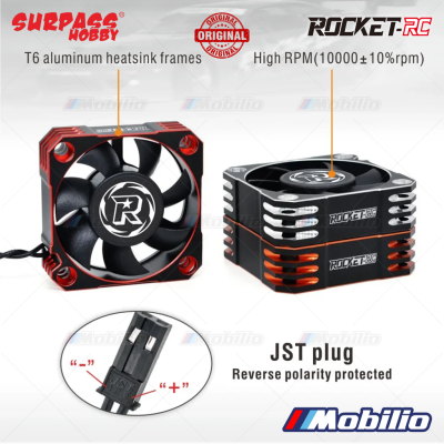 Surpass Hobby Rocket-RC 30/31/36/40/50mm Aluminum Cooling Fan V2 RED 28000/21000/16000/10000RPM for 1/8 1/10 1/12 RC Car 540/550/3650 Motor ESC