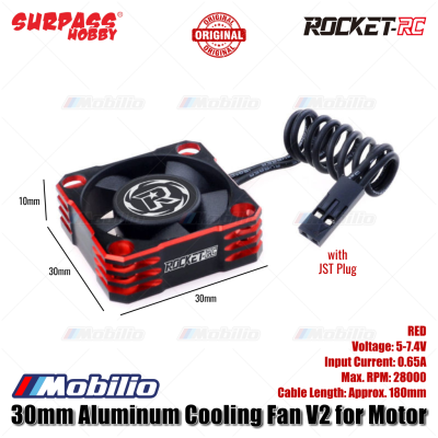 Surpass Hobby Rocket-RC 30/31/36/40/50mm Aluminum Cooling Fan V2 RED 28000/21000/16000/10000RPM for 1/8 1/10 1/12 RC Car 540/550/3650 Motor ESC