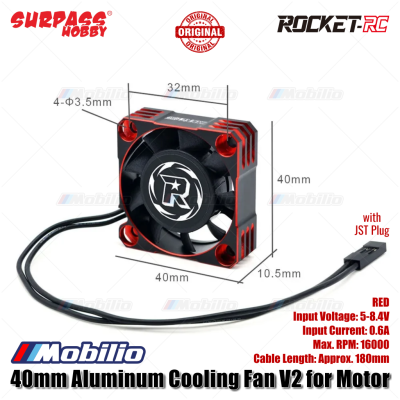 Surpass Hobby Rocket-RC 30/31/36/40/50mm Aluminum Cooling Fan V2 RED 28000/21000/16000/10000RPM for 1/8 1/10 1/12 RC Car 540/550/3650 Motor ESC