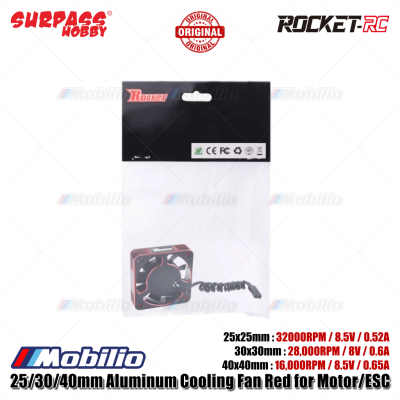 Surpass Hobby Rocket-RC 25 30 40 mm Aluminum Cooling Fan 32000RPM 28000RPM 16000RPM Red for Motor ESC Remote Control