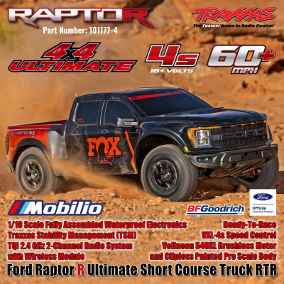Traxxas Ford Raptor R Ultimate 4X4 Short Course Truck RC 1/10 Scale Fully Assembled Waterproof RTR Remote Control