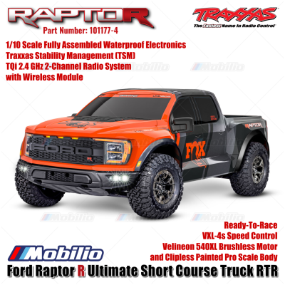 Traxxas 101177-4 Ford Raptor R Ultimate 4X4 Short Course Truck RC 1/10 Scale Fully Assembled Waterproof RTR Remote Control
