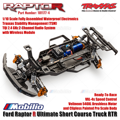 Traxxas Ford Raptor R Ultimate 4X4 Short Course Truck RC 1/10 Scale Fully Assembled Waterproof RTR Remote Control