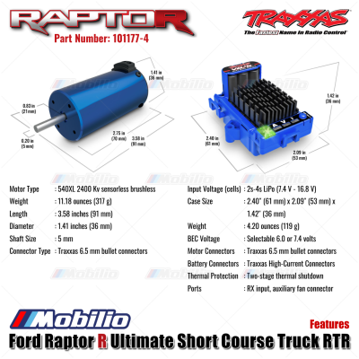 Traxxas Ford Raptor R Ultimate 4X4 Short Course Truck RC 1/10 Scale Fully Assembled Waterproof RTR Remote Control