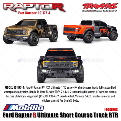Traxxas Ford Raptor R Ultimate 4X4 Short Course Truck RC 1/10 Scale Fully Assembled Waterproof RTR Remote Control