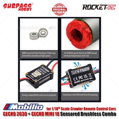 Surpass Hobby Rocket-RC GECKO 2030 & GECKO MINI 18 Sensored Brushless Combo for 1/18 Scale Crawler Remote Control Cars